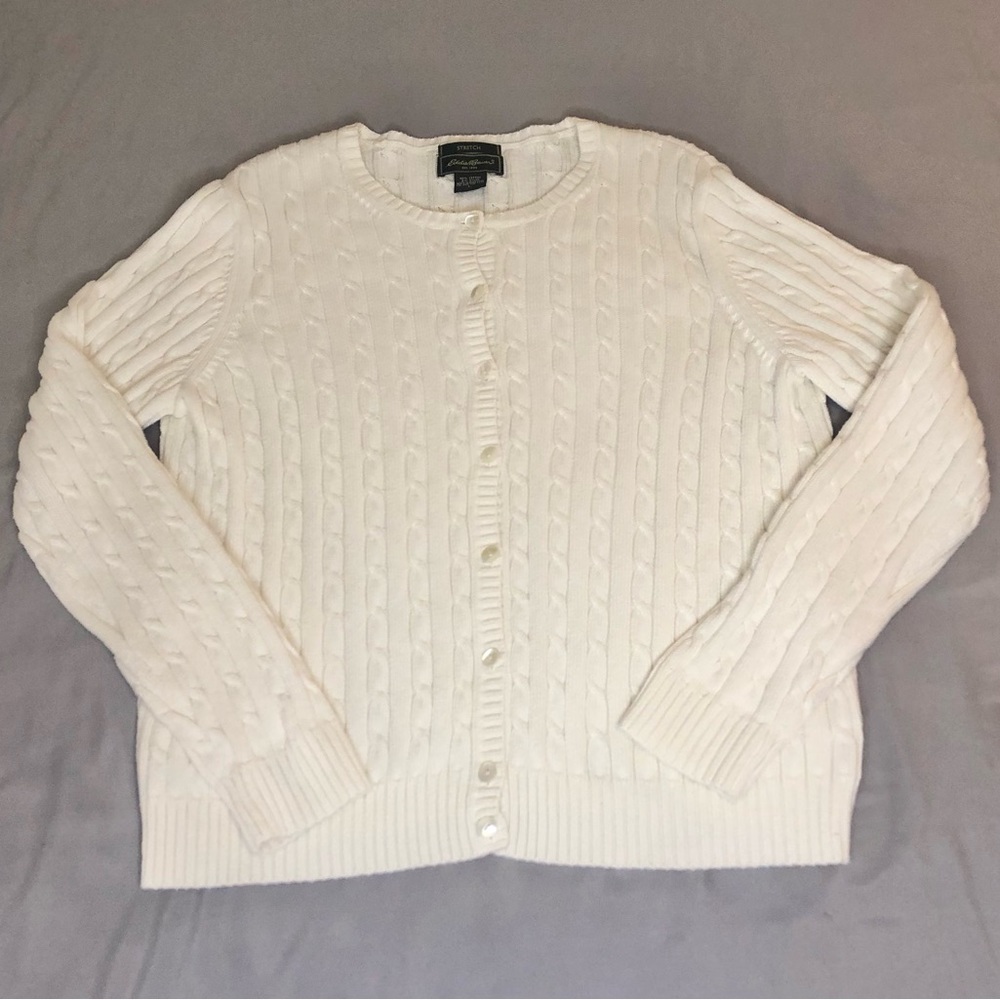 Eddie Bauer Cable Knit Button Up Sweater Size Large